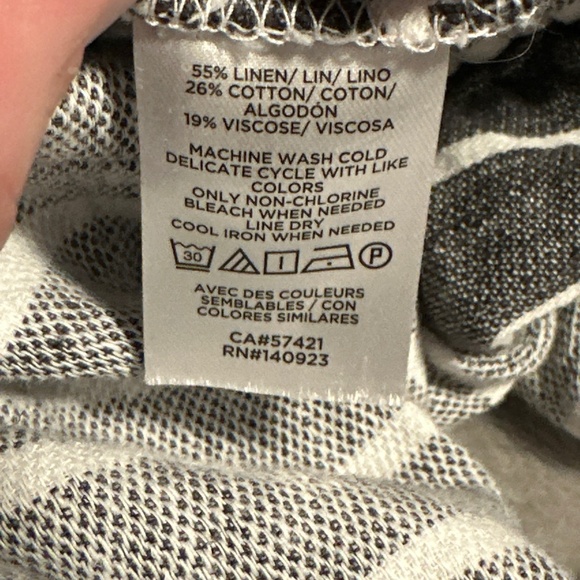 LOFT Outlet Striped Jumpsuit Gray White Large Linen Beach Resortwear Coastal - Picture 11 of 12